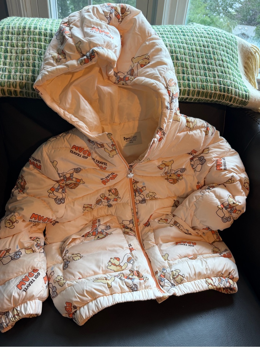 NWOT Kids Puffy Hooded down Jacket - Cream 90% Down